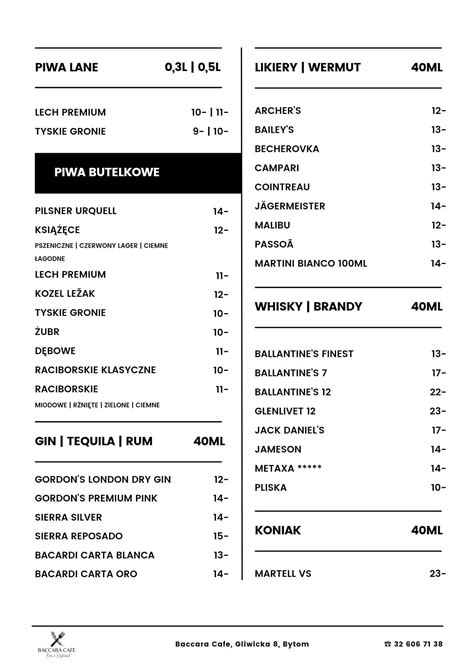 baccara cafe menu|Baccara Cafe, Bytom .